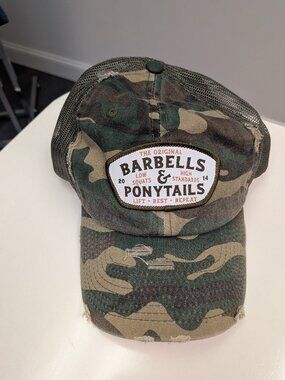 Barbells And Ponytails Camo "LOGO" Classic Mesh Baseball Hat NEW